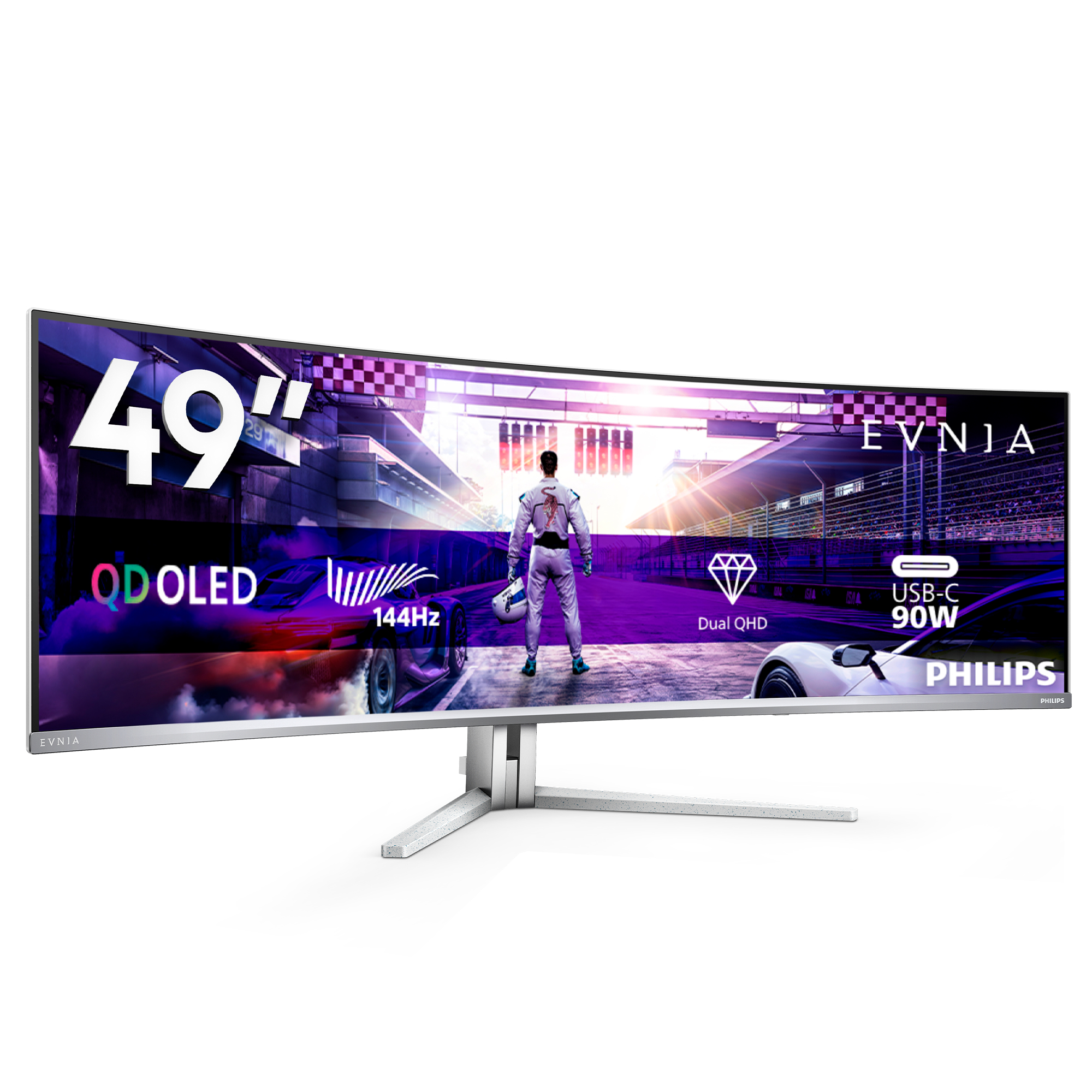 Philips Evnia 8000 49M2C8900L/00 computerskærm 124,2 cm (48.9") 5120 x 1440 pixel Dual QHD QD-OLED Hvid - Billede 3