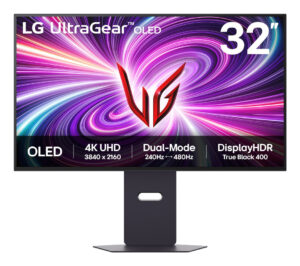 LG UltraGear 32GS95UV-B - OLED-monitor - gaming - 32"" (31.5"" til at se) - 3840 x 2160 UHD @ 240 Hz - 1300 cd/m² - 1500000:1 - DisplayHDR 400 True Black - 0.03 ms - 2xHDMI, DisplayPort - højtalere