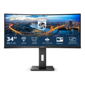 Philips B Line 346B1C - LED-skærm - kurvet - 34"" - 3440 x 1440 UWQHD @ 100 Hz - VA - 300 cd/m² - 3000:1 - 5 ms - HDMI, DisplayPort, USB-C - højtalere - sort struktur - Billede 2