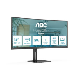 AOC V5 CU34V5C/BK computerskærm 86,4 cm (34") 3440 x 1440 pixel Wide Quad HD LED Sort - Billede 2