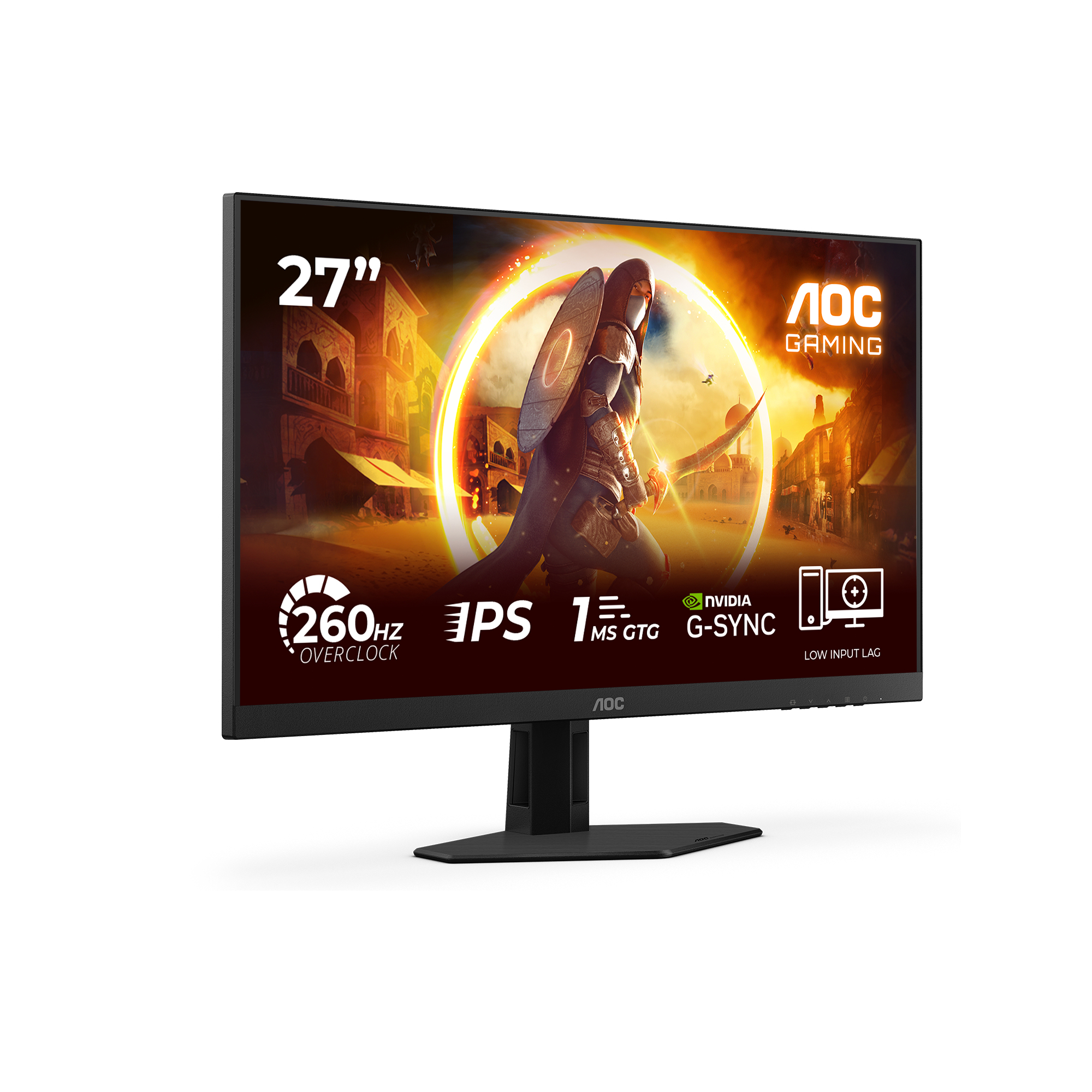 AOC Gaming 27G4ZRE - LED-skærm - gaming - 27"" - 1920 x 1080 Full HD (1080p) @ 240 Hz - Fast IPS - 1000:1 - HDR10 - 0.3 ms - 2xHDMI, DisplayPort - sort, rød - Billede 2