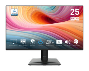 MSI PRO MP252 E2 - LED-skærm - 25"" (24.5"" til at se) - 1920 x 1080 Full HD (1080p) @ 120 Hz - IPS - 300 cd/m² - 1500:1 - 1 ms - HDMI, DisplayPort - højtalere