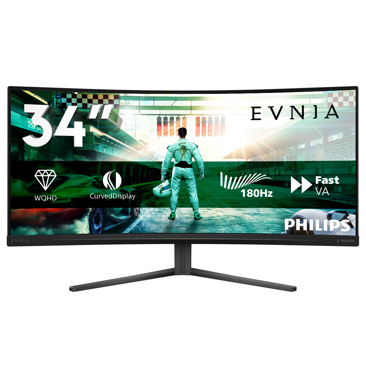 Philips Evnia 3000 34M2C3500L - LED-skærm - gaming - kurvet - 34"" - 3440 x 1440 WQHD @ 180 Hz - Fast VA - 300 cd/m² - 4000:1 - HDR10 - 1 ms - 2xHDMI, DisplayPort - brunsort - Billede 2