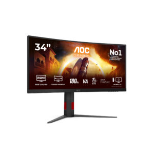 AOC Gaming CU34G4 - LED-skærm - gaming - kurvet - 34"" - 3440 x 1440 UWQHD @ 180 Hz - Fast VA - 2500:1 - HDR10 - 0.5 ms - 2xHDMI, DisplayPort - sort, rød - Billede 2