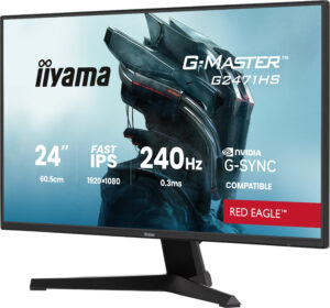 iiyama G-MASTER Red Eagle G2471HS-B1 - LED-skærm - gaming - 24"" - 1920 x 1080 Full HD (1080p) @ 240 Hz - Fast IPS - 350 cd/m² - 1000:1 - 0.3 ms - HDMI, DisplayPort - højtalere - sort, mat - Billede 2