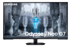 Samsung Odyssey Neo G7 S43CG700NU - G70NC Series - QLED-monitor - Smart - gaming - 43"" - 3840 x 2160 4K @ 144 Hz - VA - 400 cd/m² - 4250:1 - DisplayHDR 600 - 1 ms - 2xHDMI, DisplayPort - højtalere - sort, hvid