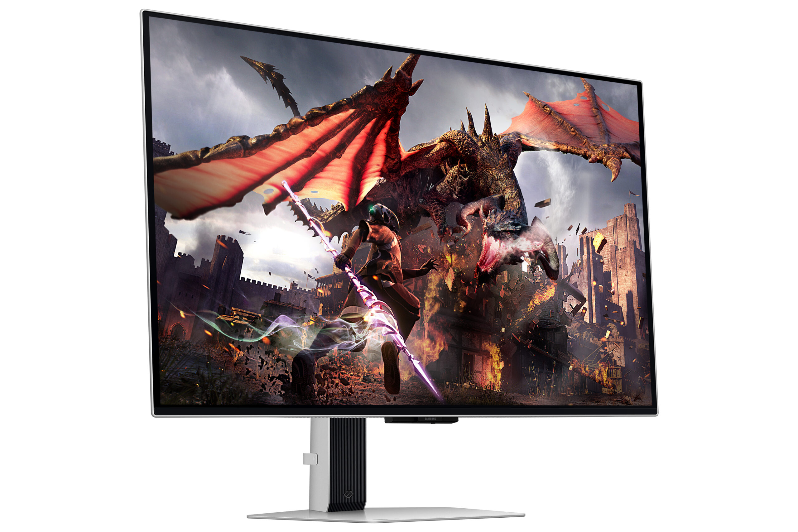 Samsung Odyssey OLED G8 S32DG802SU - OLED-monitor - Smart - gaming - 32"" - 3840 x 2160 4K @ 240 Hz - 250 cd/m² - 1000000:1 - 0.03 ms - 2xHDMI, DisplayPort - højtalere - sølv - Billede 3