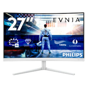 Philips Evnia 5000 27M2C5501 - LED-skærm - gaming - kurvet - 27"" - 2560 x 1440 QHD @ 180 Hz - Fast VA - 5000:1 - HDR10 - 0.5 ms - 2xHDMI, DisplayPort - hvid