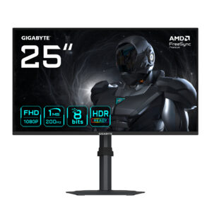 Gigabyte G25F2 - LED-skærm - gaming - 25"" (24.5"" til at se) - 1920 x 1080 Full HD (1080p) @ 200 Hz - SS IPS - 300 cd/m² - 1000:1 - HDR10 - 1 ms - 2xHDMI, DisplayPort - højtalere