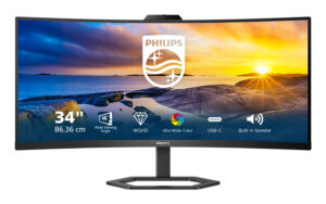 Philips 34E1C5600HE - 5000 Series - LED-skærm - kurvet - 34"" - 3440 x 1440 WQHD @ 100 Hz - VA - 300 cd/m² - 3000:1 - 4 ms - HDMI, DisplayPort, USB-C - højtalere - sort med tekstur