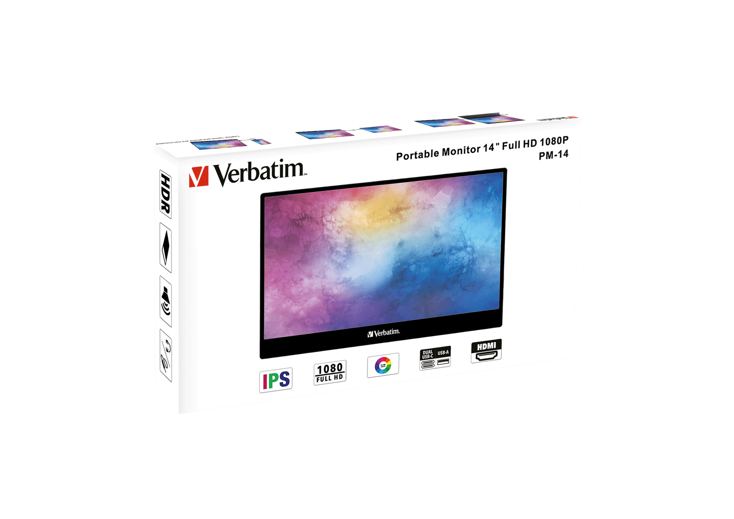 Verbatim PM-14 - LED-skærm - 14"" - bærbar - 1920 x 1080 Full HD (1080p) - IPS - 1000:1 - HDMI, 2xUSB-C - højtalere - Billede 5