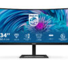 Philips E-line 346E2CUAE - LED-skærm - kurvet - 34"" - 3440 x 1440 UWQHD @ 100 Hz - VA - 300 cd/m² - 3000:1 - 1 ms - HDMI, DisplayPort, USB-C - højtalere - sort med tekstur