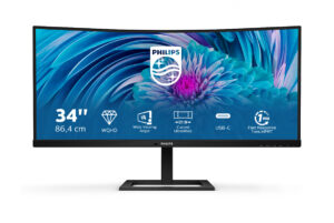 Philips E-line 346E2CUAE - LED-skærm - kurvet - 34"" - 3440 x 1440 UWQHD @ 100 Hz - VA - 300 cd/m² - 3000:1 - 1 ms - HDMI, DisplayPort, USB-C - højtalere - sort med tekstur
