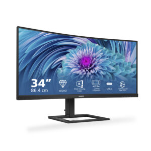 Philips E-line 346E2CUAE - LED-skærm - kurvet - 34"" - 3440 x 1440 UWQHD @ 100 Hz - VA - 300 cd/m² - 3000:1 - 1 ms - HDMI, DisplayPort, USB-C - højtalere - sort med tekstur - Billede 2