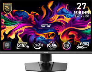 MSI MPG 272URX - OLED-monitor - gaming - 27"" (26.5"" til at se) - 3840 x 2160 UHD @ 240 Hz - 1000 cd/m² - 1500000:1 - DisplayHDR 400 True Black - 0.03 ms - 2xHDMI, DisplayPort, USB-C