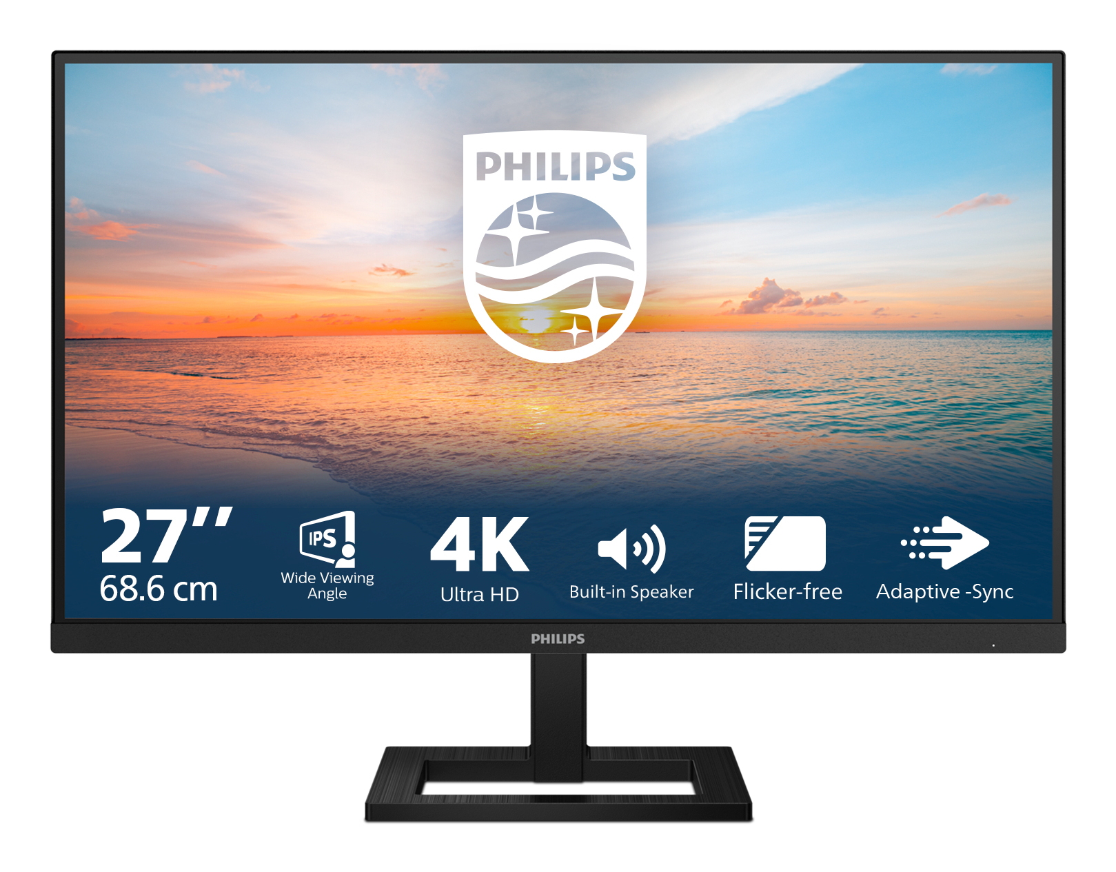 Philips 27E1N1800AE - 1000 Series - LED-skærm - 27"" - 3840 x 2160 4K @ 60 Hz - IPS - 350 cd/m² - 1000:1 - HDR10 - 4 ms - 2xHDMI, DisplayPort - højtalere - sort
