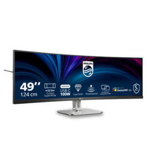 Philips 49B2U5900C - LED-skærm - kurvet - 49"" (48.8"" til at se) - 5120 x 1440 Dual Quad HD @ 75 Hz - VA - 400 cd/m² - 3000:1 - DisplayHDR 400 - 2xHDMI, DisplayPort, USB-C - højtalere - sølv, brunsort - Billede 2