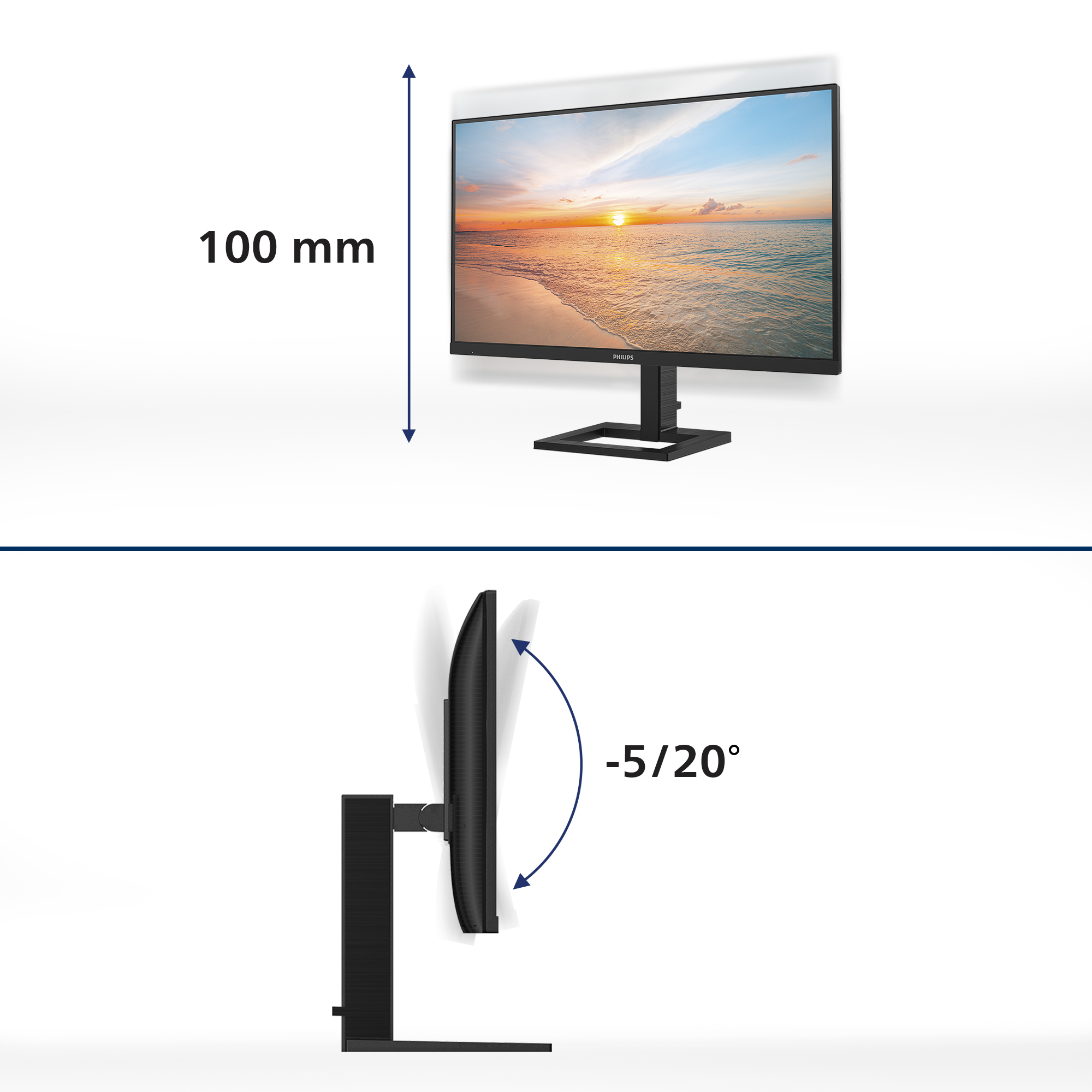 Philips 27E1N1800AE - 1000 Series - LED-skærm - 27"" - 3840 x 2160 4K @ 60 Hz - IPS - 350 cd/m² - 1000:1 - HDR10 - 4 ms - 2xHDMI, DisplayPort - højtalere - sort - Billede 3