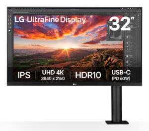 LG UltraFine Ergo 32UN880K-B - LED-skærm - 32"" (31.5"" til at se) - 3840 x 2160 4K UHD (2160p) @ 60 Hz - IPS - 350 cd/m² - 1000:1 - HDR10 - 5 ms - 2xHDMI, DisplayPort, USB-C - højtalere