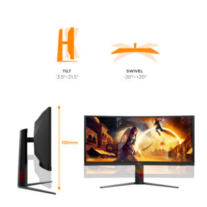 AOC G4 CU34G4ZCA computerskærm 86,4 cm (34") 3440 x 1440 pixel Wide Quad HD Sort, Rød - Billede 3