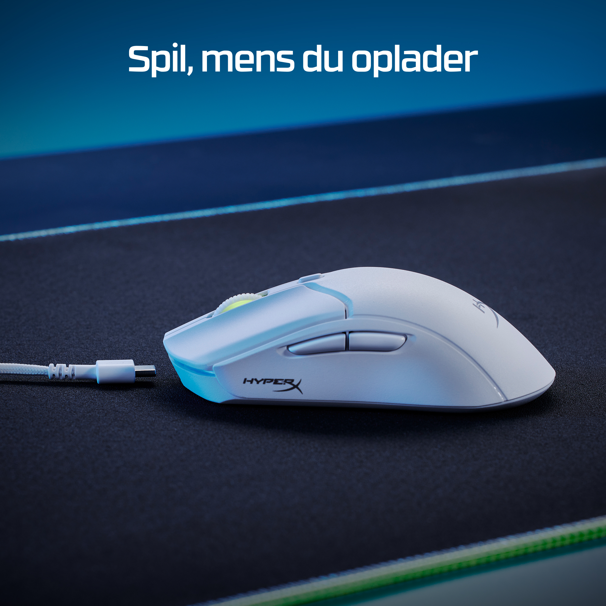 HyperX Pulsefire Haste 2 - Mus - optisk - 6 knapper - trådløs, kablet - 2.4 GHz, Bluetooth 5.0 - trådløs modtager (USB) - hvid - Billede 5