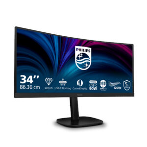 Philips 34B2U3600C - 3000 Series - LED-skærm - kurvet - 34"" - 3440 x 1440 WQHD @ 120 Hz - VA - 3500:1 - HDMI, DisplayPort, USB-C - højtalere - sort med tekstur - Billede 2