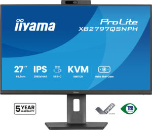 iiyama ProLite XB2797QSNPH-B1 - LED-skærm - 27"" - 2560 x 1440 QHD @ 75 Hz - IPS - 350 cd/m² - 1000:1 - 1 ms - HDMI, DisplayPort, USB-C - højtalere - sort, mat - Billede 2