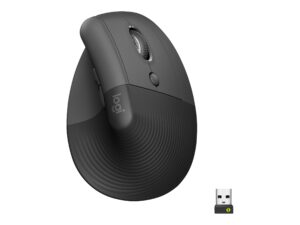 Logitech Lift for Business - Lodret mus - ergonomisk - 6 knapper - trådløs - Bluetooth, 2.4 GHz - Logitech Logi Bolt USB-modtager - grafit
