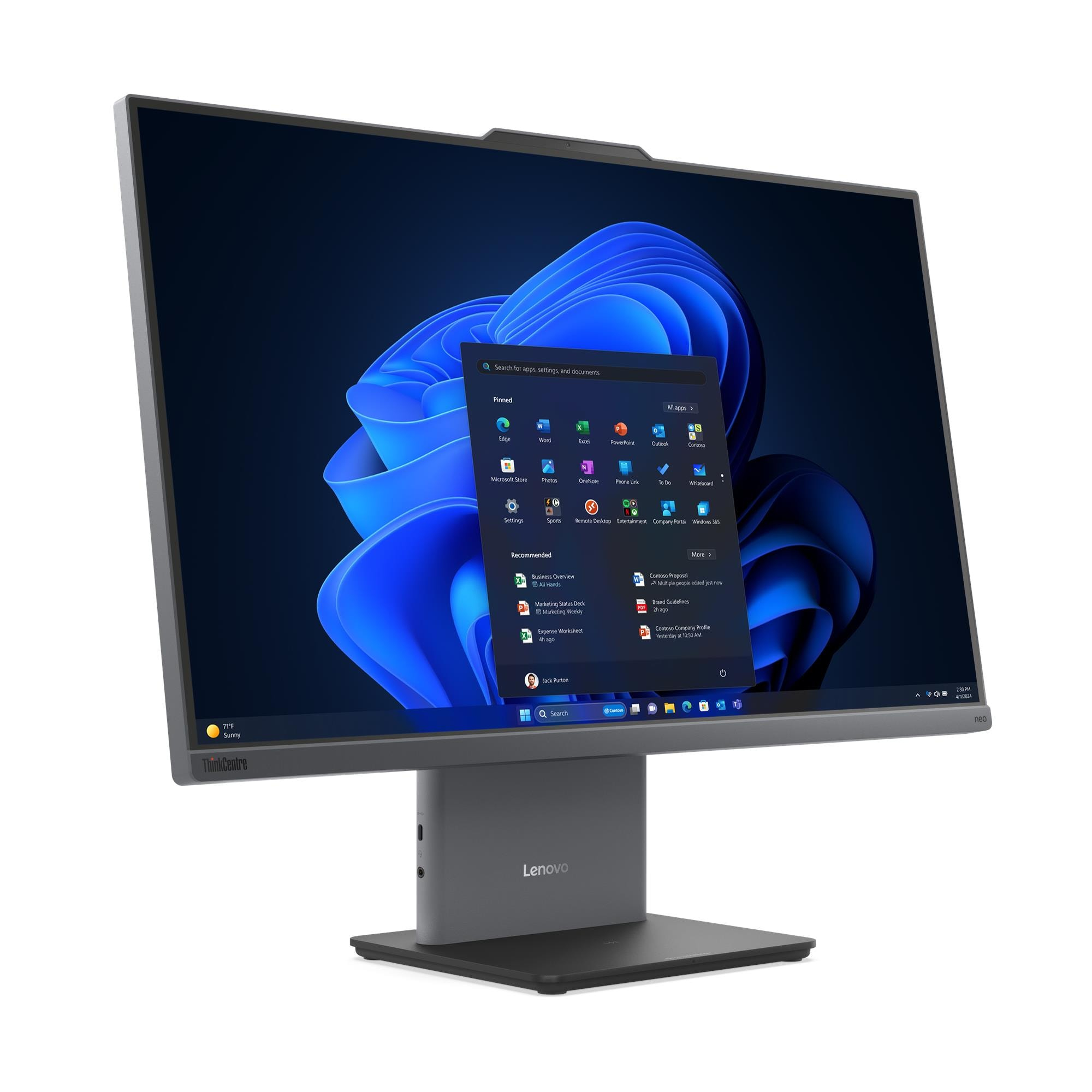 Lenovo ThinkCentre neo 50a 24 Gen 6 LNL Intel Core Ultra 5 226V 60,5 cm (23.8") 1920 x 1080 pixel All-in-One PC 16 GB LPDDR5x-SDRAM 512 GB SSD Windows 11 Pro Wi-Fi 6 (802.11ax) Grå - Billede 2
