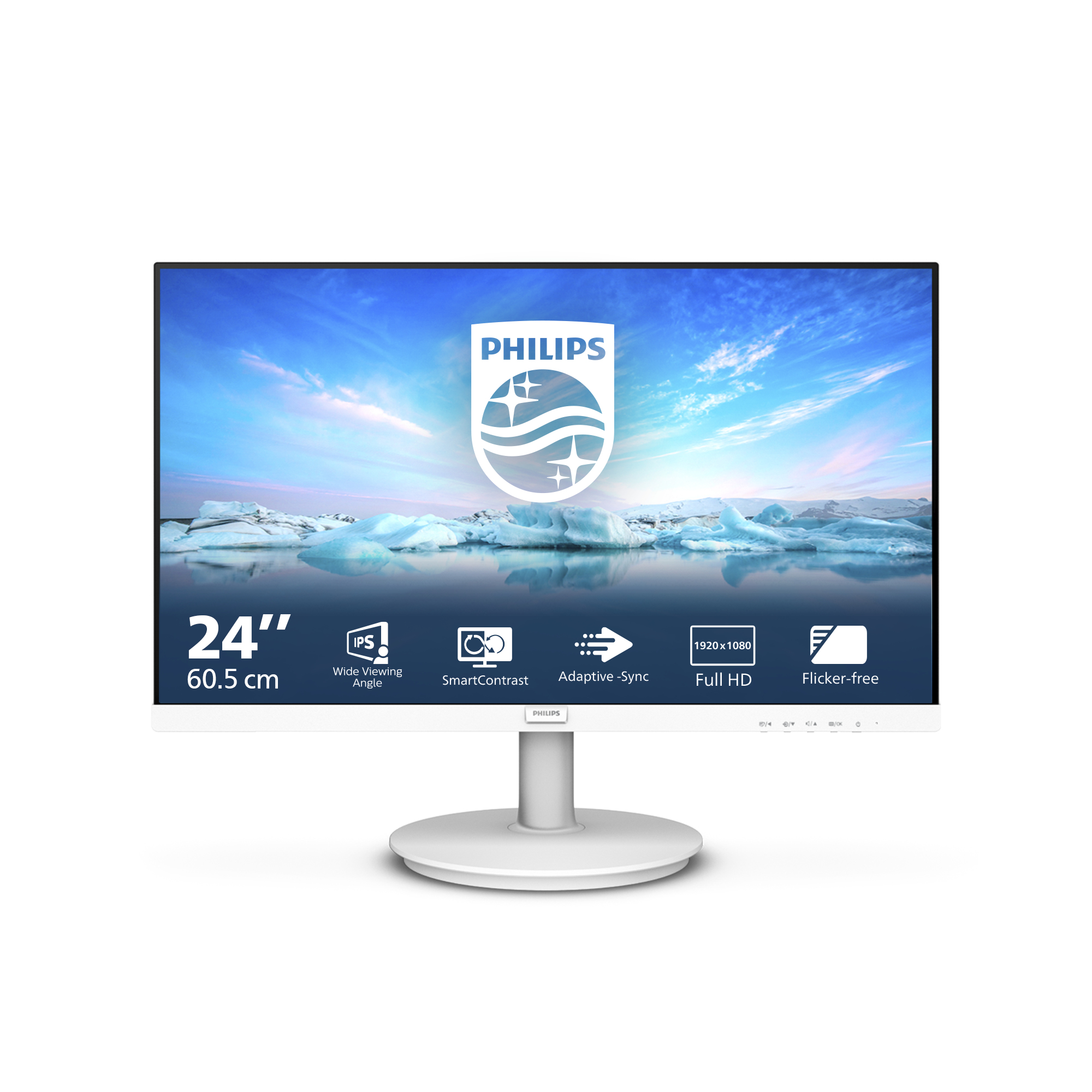Philips V-line 241V8AW - LED-skærm - 24"" (23.8"" til at se) - 1920 x 1080 Full HD (1080p) @ 75 Hz - IPS - 250 cd/m² - 1000:1 - 4 ms - HDMI, VGA - højtalere - tekstureret hvid