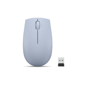 Lenovo 300 Wireless Compact - Mus - med batteri - optisk - 3 knapper - trådløs - 2.4 GHz - trådløs modtager (USB) - frostblå - blister
