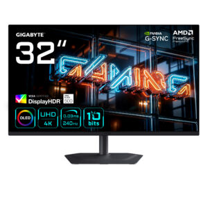 Gigabyte MO32U24 - OLED-monitor - gaming - USB - 32"" (31.5"" til at se) - 3840 x 2160 4K @ 240 Hz - 250 cd/m² - 1500000:1 - DisplayHDR 500 - 0.03 ms - 2xHDMI, DisplayPort, USB-C - højtalere