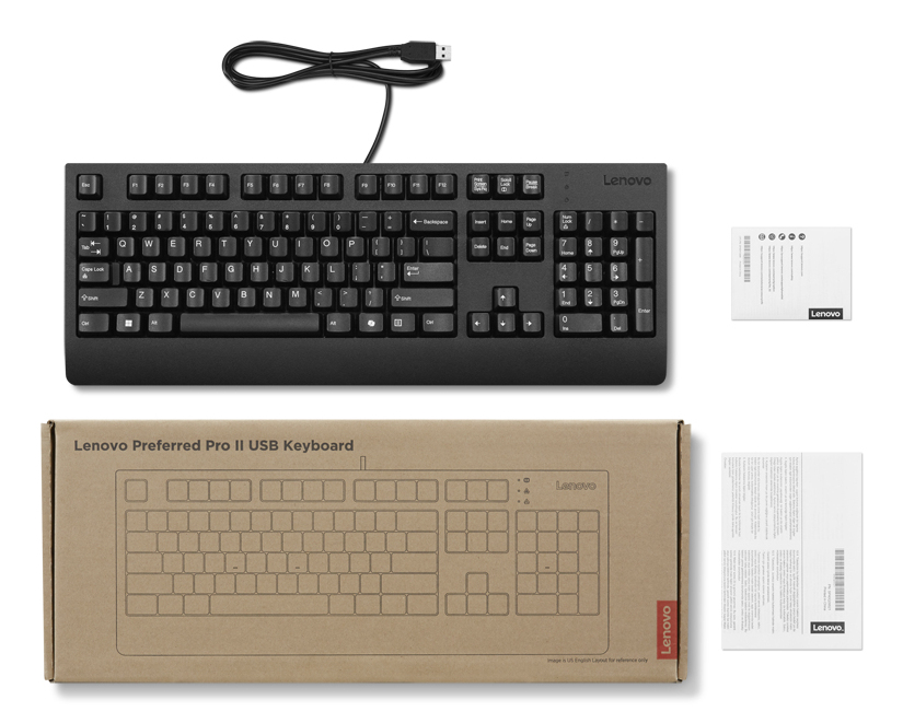 Lenovo Preferred Pro II - Tastatur - full size - USB - QWERTY - dansk - sort - brun kasse - Billede 4