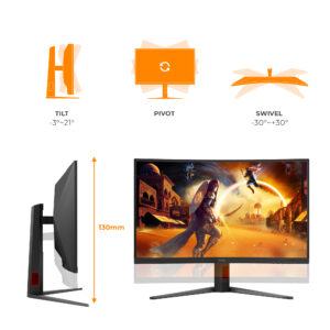 AOC Gaming C32G4Z - LED-skærm - gaming - kurvet - 32"" (31.5"" til at se) - 1920 x 1080 Full HD (1080p) @ 240 Hz - VA - 3500:1 - HDR10 - 0.3 ms - HDMI, DisplayPort - højtalere - sort, rød - Billede 4