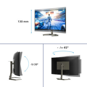 Philips Evnia 5000 32M1C5200W - LED-skærm - gaming - kurvet - 32"" (31.5"" til at se) - 1920 x 1080 Full HD (1080p) @ 240 Hz - VA - 300 cd/m² - 3500:1 - 0.5 ms - 2xHDMI, DisplayPort - sort - Billede 4