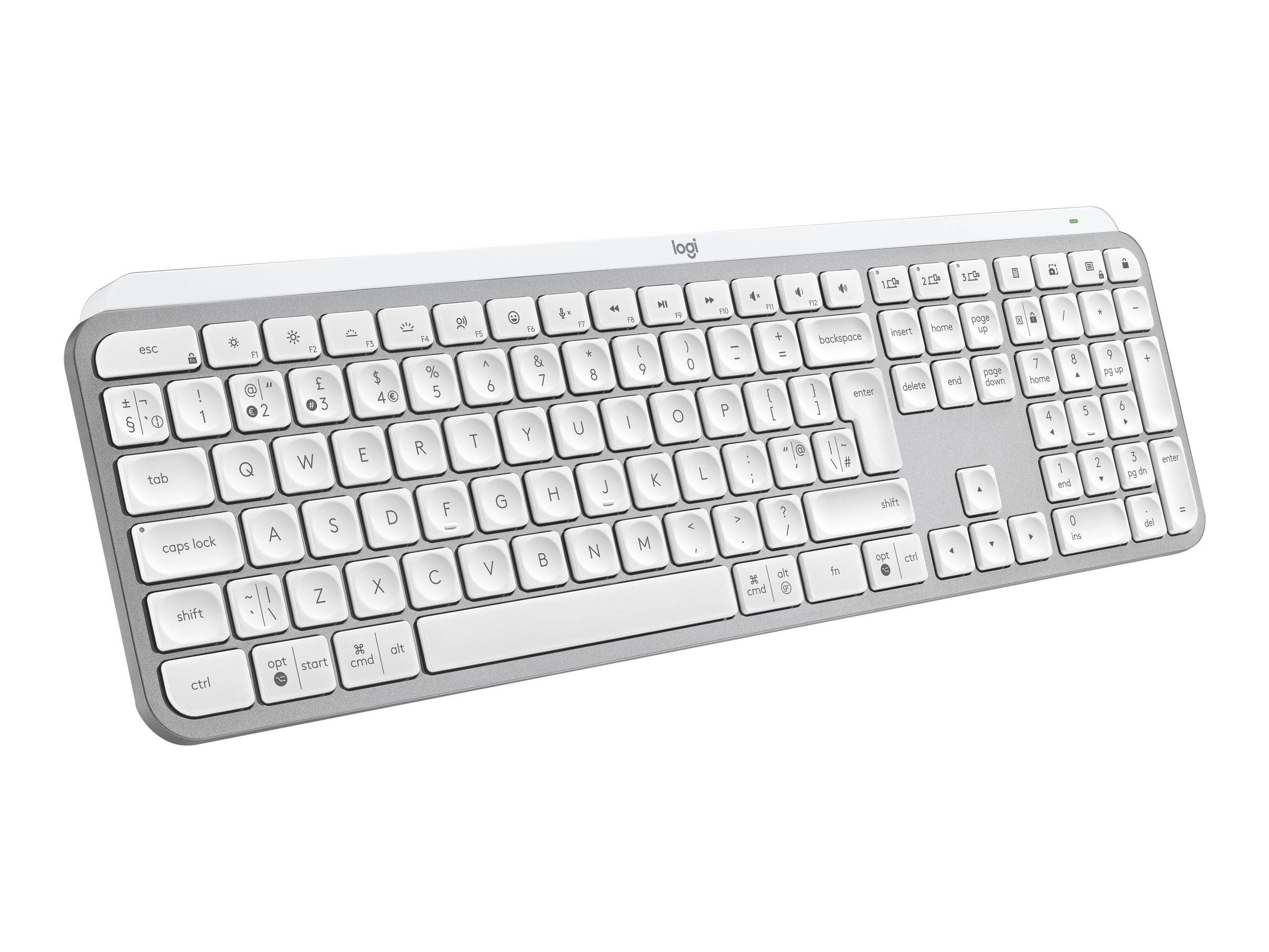 Logitech MX Keys S - Tastatur - bagbelyst - trådløs - Bluetooth LE - QWERTY - nordisk (dansk/finsk/norsk/svensk) - tastkontakt: Scissor-Key - bleg grå - Billede 4