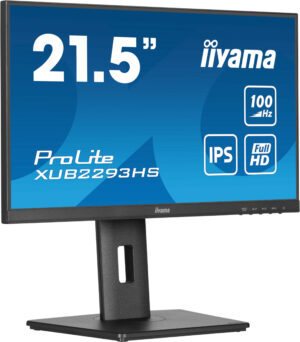 iiyama ProLite XUB2293HS-B6 - LED-skærm - 21.5"" - 1920 x 1080 Full HD (1080p) @ 100 Hz - IPS - 300 cd/m² - 1000:1 - 1 ms - HDMI, DisplayPort - højtalere - mat sort