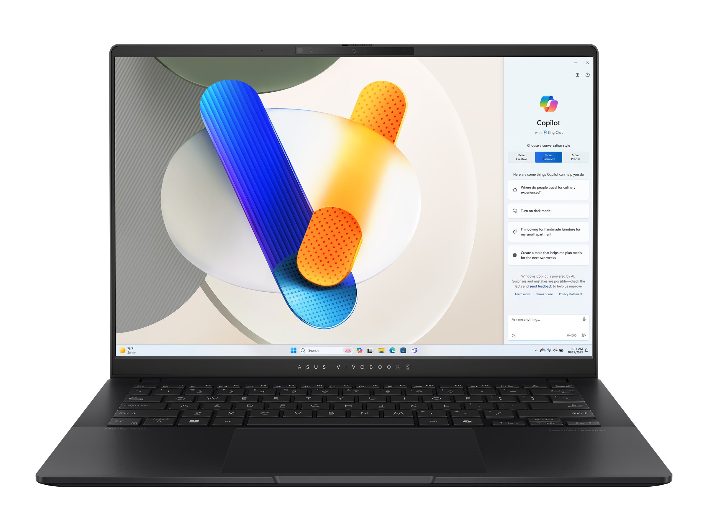ASUS VivoBook S14 S5406SA-QD031W - 180° hængselsdesign - Intel Core Ultra 5 - 226V / op til 4.5 GHz - Win 11 Pro - Arc Graphics 130V - 16 GB RAM - 512 GB SSD NVMe - 14"" OLED 1920 x 1200 - Wi-Fi 7, Bluetooth - neutral sort - New Open Box