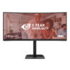 AOC CU34E4CV - LED-skærm - kurvet - USB - 34"" - 3440 x 1440 UWQHD @ 120 Hz - VA - 3500:1 - HDR10 - 4 ms - 2xHDMI, DisplayPort, USB-C - højtalere - sort