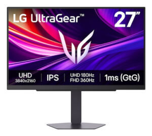 LG 27G810A-B. Skærm diagonal: 68,6 cm (27""), Skærmopløsning: 3840 x 2160 pixel, HD-type: 4K Ultra HD, Skærmteknologi: LCD, Responstid: 1 ms, Naturligt aspektforhold: 16:9, Synsvinkel, horisontal: 178°, Synsvinkel, vertikal: 178°. Indbygget USB-hub. VESA montering, Højdejustering. Produktfarve: Sort