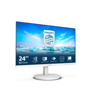 Philips V-line 241V8AW - LED-skærm - 24"" (23.8"" til at se) - 1920 x 1080 Full HD (1080p) @ 75 Hz - IPS - 250 cd/m² - 1000:1 - 4 ms - HDMI, VGA - højtalere - tekstureret hvid - Billede 2