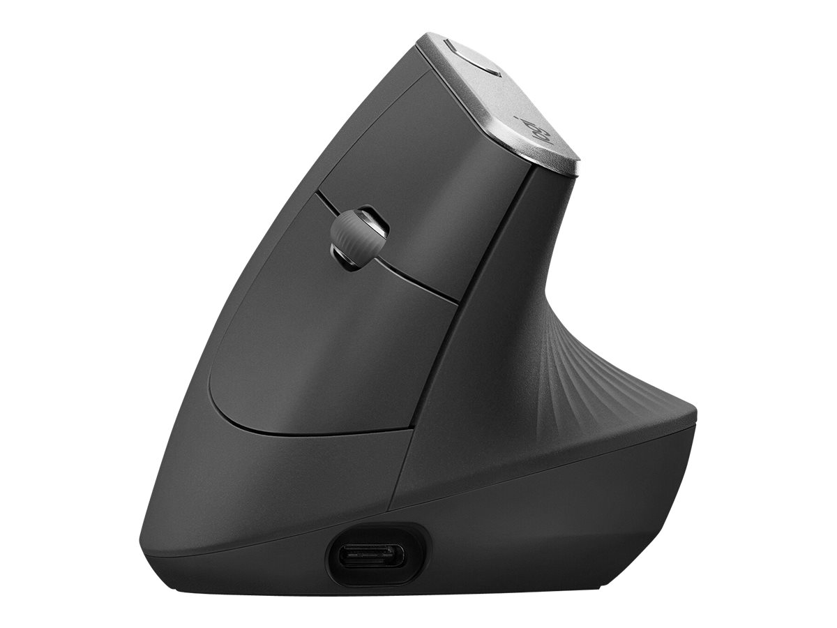 Logitech MX Vertical - Lodret mus - ergonomisk - optisk - 6 knapper - trådløs, kablet - Bluetooth, 2.4 GHz - trådløs modtager (USB) - grafit - Billede 2