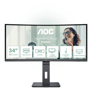 AOC Pro-line CU34P3CV - P3 Series - LED-skærm - kurvet - 34"" - 3440 x 1440 UWQHD @ 100 Hz - VA - 300 cd/m² - 3000:1 - 4 ms - HDMI, DisplayPort, USB-C - højtalere - sort