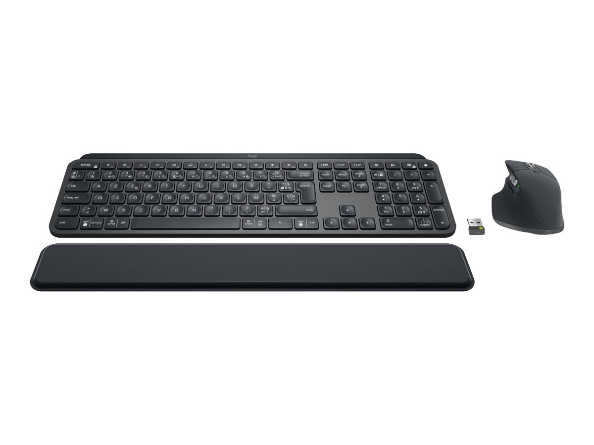 Logitech MX Keys - Tastatur - bagbelyst - trådløs - Bluetooth - AZERTY - fransk - grafit - Billede 3