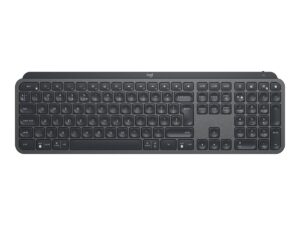 Logitech MX Keys - Tastatur - bagbelyst - trådløs - Bluetooth, 2.4 GHz - QWERTY - US International - grafit