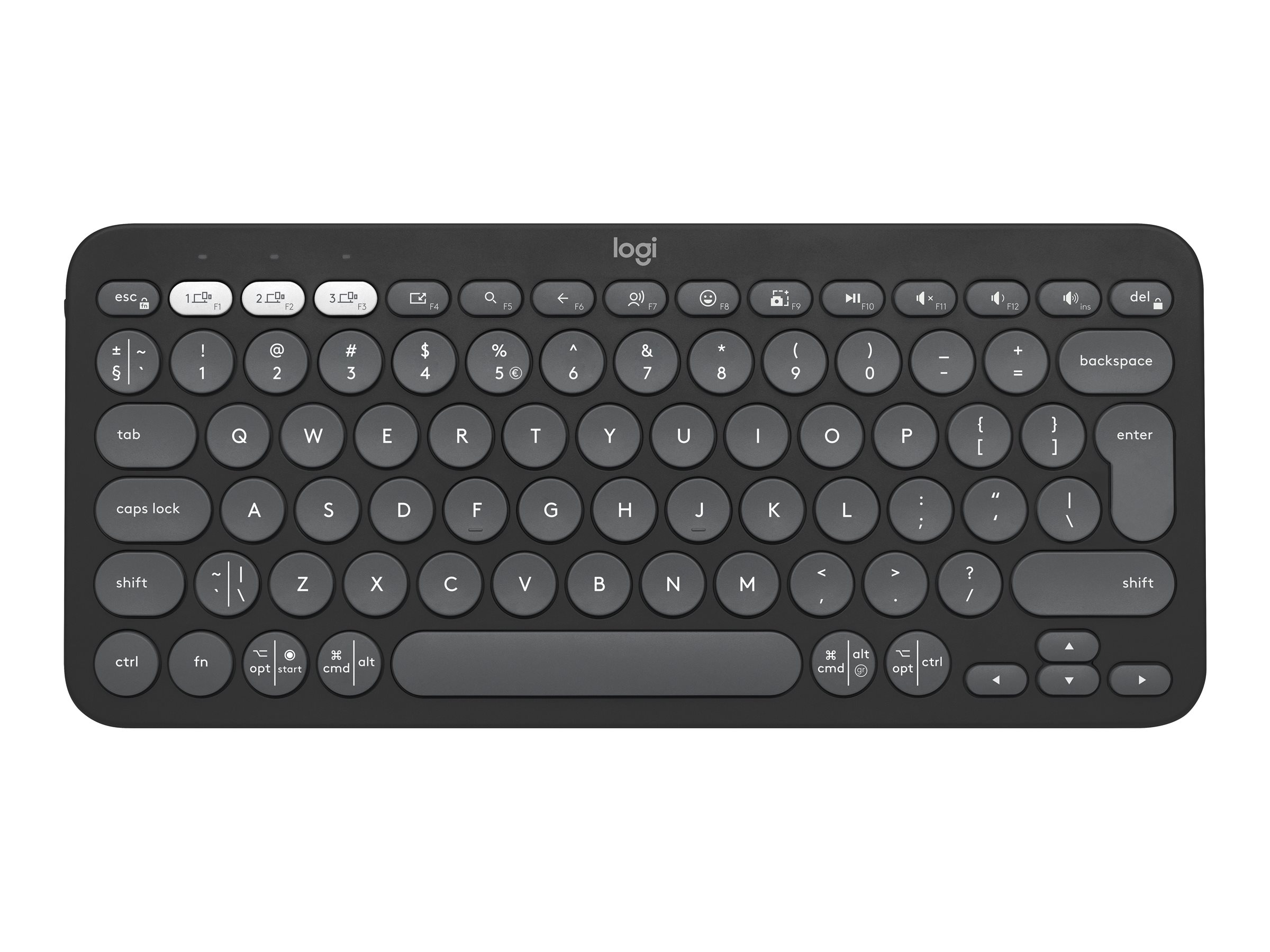 Logitech Pebble Keys 2 K380s - Tastatur - trådløs - Bluetooth LE - QWERTY - US International - tonal grafit