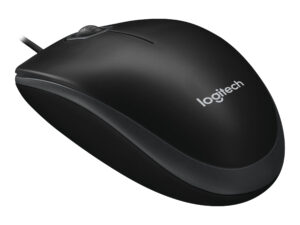 Logitech B100 - Mus - højre- og venstrehåndet - optisk - 3 knapper - kablet - USB - sort