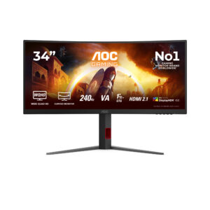 AOC Gaming CU34G4Z - LED-skærm - gaming - kurvet - 34"" - 3440 x 1440 WQHD @ 240 Hz - Fast VA - 450 cd/m² - 2500:1 - DisplayHDR 400 - 0.5 ms - 2xHDMI, DisplayPort - sort, rød