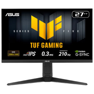 ASUS TUF Gaming VG27AQL5A - 5 Series - LED-skærm - gaming - 27"" - 2560 x 1440 QHD @ 210 Hz - Fast IPS - 400 cd/m² - 1300:1 - DisplayHDR 400 - 0.3 ms - 2xHDMI, DisplayPort - højtalere - sort