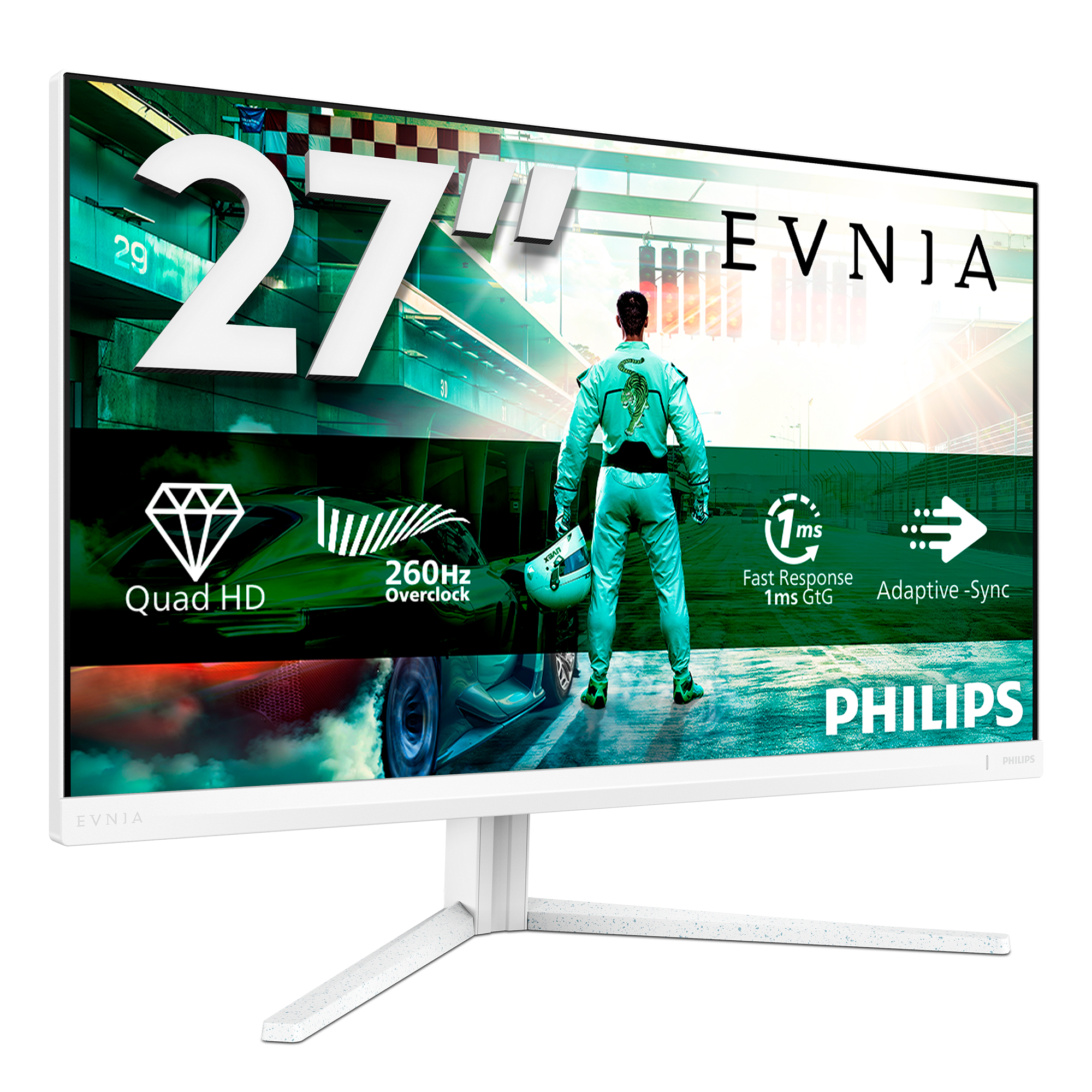 Philips Evnia 3000 27M2N3501PA - LED-skærm - gaming - 27"" - 2560 x 1440 QHD @ 260 Hz - IPS - 1000:1 - HDR10 - 0.3 ms - 2xHDMI, DisplayPort - højtalere - hvid